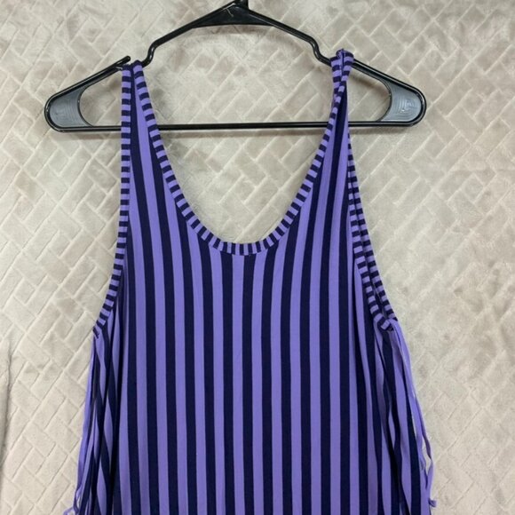 Gap Womans Large Dress Long Maxi Purple Stripe Sleeveless Scoop Neck A Line - Picture 9 of 12
